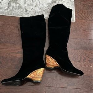 Knee high velvet boots